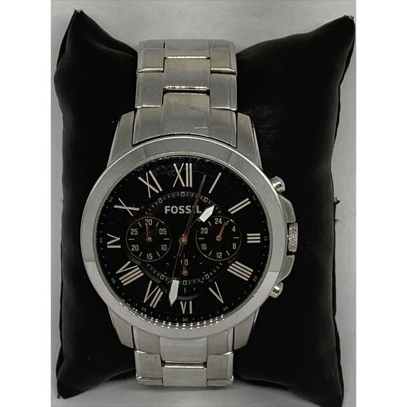 Fossil FS4994 Men's Stainless Steel Analog Black Dial Quartz Genuine Watch ZW121 - Picture 1 of 12